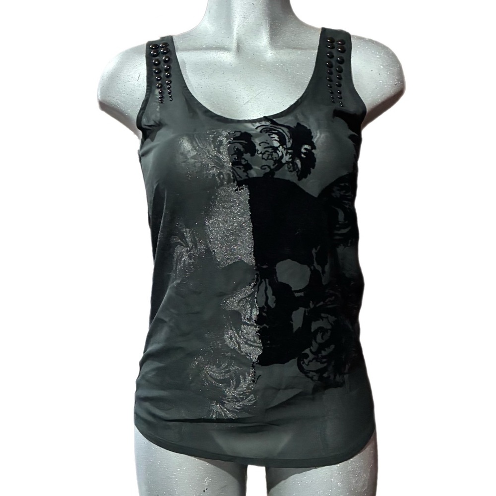 Rock & Republic Skull Tank Top Size XS Stud Embellishments Goth Punk Steampunk